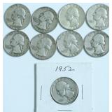 9 SILVER QUARTERS