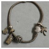 PANDORA STYLE BRACELET AND CHARMS STERLING