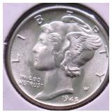 1945 SUPURB GEM MERCURY DIME PQ
