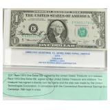 COMPLEMENTRY SIGNED 1 $ FEDERAL RESERVE NOTE W BOX
