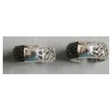 STERLING SILVER "BLACK DIAMOND" EAR RINGS
