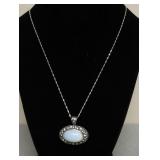 STERLING SILVER PEARLED STONE NECKLACE