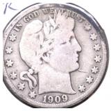 1909 S BARBER HALF DOLLAR VG