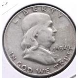 1954 D FRANKLIN HALF DOLLAR VF