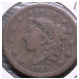 1838 LARGE CENT VF
