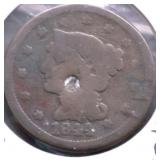 1844 LARGE CENT HOLE