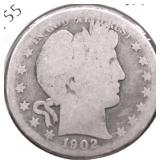 1902 O BARBER HALF DOLLAR AG