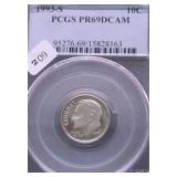 1993 S PCGSPF69DC ROOSEVELT DIME