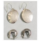 TWO PAIR STERLING SILVER EAR RINGS
