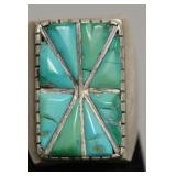 SILVER AND TURQUOISE RING  SZ  7