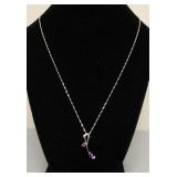 STERLING SILVER AMETHYST PENDANT W/ NECKLACE