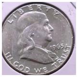 1963 D CHOICE BU FRANKLIN HALF DOLLAR