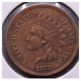 1872 INDIAN HEAD CENT CHOICE AU