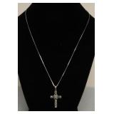 STERLING SILVER MARCACITE CROSS AND NECKLACE