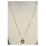 STERLING SILVER RUBY HEART NECKLACE
