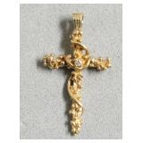 TESTED 14K GOLD CROSS WITH DIAMOND 2.04 GRAMS