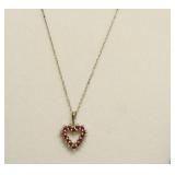10K GOLD RUBY MINI HEART NECKLACE 1.6 GRAMS
