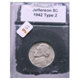 1942 CHOICE BU WAR NICKEL