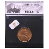 1944  D GEM RED LINCOLN CENT