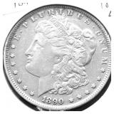 1890 O MORGAN DOLLAR AU