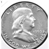 1953 PROOF CAMEO FRANKLIN HALF DOLLAR