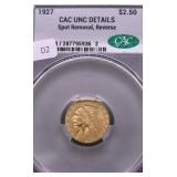 1927 CAC UNC DETAILS QUARTER EAGLE
