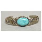 SILVER AND TURQUOISE CUFF BRACELET