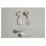 2 PAIRS OF UNIQUE STERLING EAR RINGS