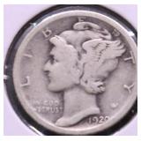 1920 S MERCURY DIME VF
