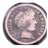 1912 BARBER DIME F