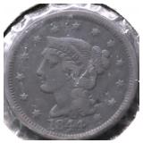 1844 LARGE CENT  VF