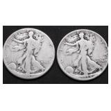 2 WALKING HALF DOLLARS