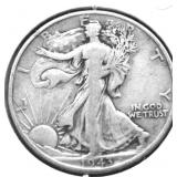 1943 WALKING HALF DOLLAR VF