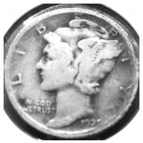 1925 MERCURY DIME VF