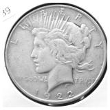 1922 PEACE DOLLAR VF