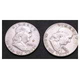 TWO FRANKLIN HALF DOLLARS