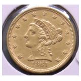 1861 QUARTER EAGLE AU+