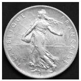1918 FRANCE SILVER 2 FRANCS CHOICE BU