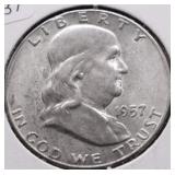 1957 CHOICE BU FRANKLIN HALF DOLLAR