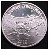 1 OZ .999 SILVER MERRY XMAS SILVER ROUND