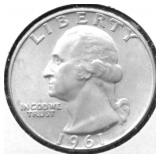 1961 D CHOICE BU WASHINGTON QUARTER