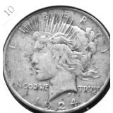 1924 PEACE DOLLAR VF