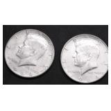 2 1964 KENNEDY HALF DOLLARS