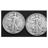 2 WALKING HALF DOLLARS