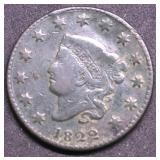 1822 LARGE CENT VG