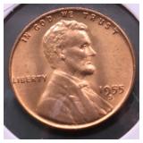 1955 S GEM RED LINCOLN CENT