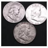 3 FRANKLIN HALF DOLLARS
