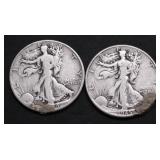 2 WALKING HALF DOLLARS