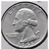 1955 CHOICE BU WASHINGTON QUARTER