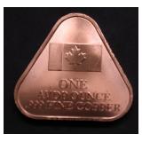 1 OZ .999 COPPER CANADA TRIANGLE